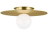 Visual Comfort Studio Nodes 1-Light Burnished Brass Globe Round Flush Mount
