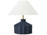 Visual Comfort Studio Veneto Matte Blue Wash White Linen Fabric Table Lamp