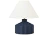Visual Comfort Studio Veneto Matte Blue Wash White Linen Fabric Table Lamp