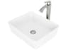 Vigo Marigold Matte White 18" Rectangular Vessel Bathroom Sink with Brushed Nickel 1-Lever Linus Faucet and Drain