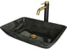 Vigo Onyx Gray 18" Rectangular Vessel Bathroom Sink Set with Matte Brushed Gold / Matte Black Lexington Faucet