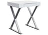 Whiteline Modern Living Elm White Polished Silver Writing Desk
