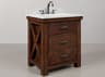 Water Creation Aberdeen Single Sink Carrara White Marble Countertop Bath Vanity in Rustic Sienna with Oil Rubbed Bronze Hook Faucet