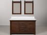 Water Creation Aberdeen  White Marble Countertop Bath Vanity in Rustic Sienna with Barn Door Style Mirror (S)