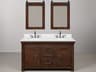 Water Creation Aberdeen White Marble Countertop Bath Vanity in Rustic Sienna with Oil Rubbed Bronze Hook Faucets and Barn Door Style Mirror (S)