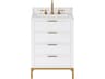 Water Creation Bristol Single Sink Carrara White Marble Countertop Bath Vanity in Pure White