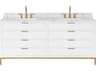 Water Creation Bristol Double Sink Carrara White Marble Countertop Bath Vanity in Pure White