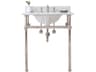 Water Creation Embassy Single Wash Stand, P-Trap, Carrara White Marble Countertop with Oval Basin, and Waterfall Faucet in Polished Nickel (PVD) Finish