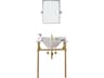 Water Creation Embassy Single Wash Stand, P-Trap, Carrara White Marble Countertop with Oval Basin, Hook Faucet and Rectangular Mirror in Satin Gold Finish
