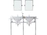 Water Creation Embassy Double Wash Stand, P-Trap, Carrara White Marble Countertop with Oval Basins, Hook Faucets and Rectangular Mirrors in Chrome Finish
