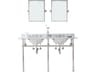 Water Creation Embassy Double Wash Stand, P-Trap, Carrara White Marble Countertop with Oval Basins, Classic Faucets and Rectangular Mirrors in Polished Nickel  Finish