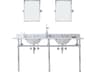 Water Creation Embassy Double Wash Stand, P-Trap, Carrara White Marble Countertop with Oval Basins, Classic Faucets and Rectangular Pivot Mirrors in Chrome Finish