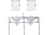 Water Creation Embassy Double Wash Stand, P-Trap, Carrara White Marble Countertop with Oval Basins, Hook Faucets and Rectangular Pivot Mirrors in Chrome Finish