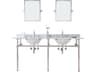 Water Creation Embassy Double Wash Stand, P-Trap, Carrara White Marble Countertop with Oval Basins, Hook Faucets and Rectangular Pivot Mirrors in Polished Nickel (PVD) Finish