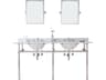 Water Creation Embassy Double Wash Stand, P-Trap, Carrara White Marble Countertop with Oval Basins, Waterfall Faucets and Rectangular Pivot Mirrors in Polished Nickel (PVD) Finish