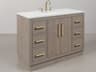 Water Creation Hugo Vanity in Grey Oak with Satin Gold Hardware and Hook Faucet