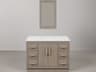 Water Creation Hugo Vanity in Grey Oak with Satin Gold Hardware and Rectangular Mirror (S)