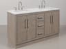 Water Creation Hugo Vanity in Grey Oak with Chrome Hardware and Gooseneck Faucets