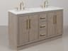 Water Creation Hugo Vanity  in Grey Oak with Satin Gold Hardware and Hook Faucets