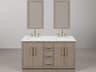 Water Creation Hugo Vanity in Grey Oak with Satin Gold Hardware, Gooseneck Faucets and Rectangular Mirrors (S)