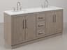 Water Creation Hugo Vanity in Grey Oak with Chrome Hardware and Gooseneck Faucets