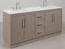 Water Creation Hugo Vanity in Grey Oak with Chrome Hardware and Hook Faucets