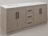 Water Creation Hugo Vanity Single Sink Carrara White Marble Countertop Vanity in Grey Oak