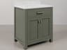 Water Creation Madison Single Sink Carrara White Marble Countertop Bath Vanity in Glacial Green