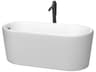 Wyndham Collection Ursula Matte White Bathtub with Polished Chrome Trim and Floor Mounted Faucet