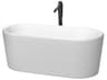 Wyndham Collection Ursula Matte White Bathtub with Shiny White Trim and Floor Mounted Faucet