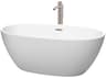 Wyndham Collection Juno Matte White Bathtub with Floor Mounted Faucet, Drain and Overflow Trim