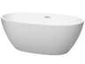 Wyndham Collection Juno Matte White Bathtub with Drain and Overflow