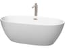 Wyndham Collection Juno Matte White Bathtub with Floor Mounted Faucet, Drain and Overflow Trim