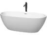 Wyndham Collection Juno Matte White Bathtub with Polished Chrome Trim and Floor Mounted Faucet