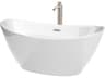 Wyndham Collection Dorrit White Bathtub with Floor Mounted Faucet, Drain and Overflow Trim