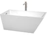 Wyndham Collection Hannah White Bathtub with Floor Mounted Faucet, Drain and Overflow Trim