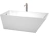 Wyndham Collection Hannah White Bathtub with Floor Mounted Faucet, Drain and Overflow Trim