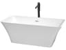 Wyndham Collection Tiffany White Bathtub with Shiny White Trim and Floor Mounted Faucet