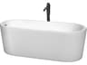 Wyndham Collection Ursula White Bathtub with Polished Chrome Trim and Floor Mounted Faucet