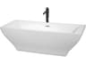 Wyndham Collection Maryam White Bathtub with Polished Chrome Trim and Floor Mounted Faucet