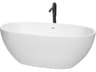 Wyndham Collection Juno White Bathtub with Shiny White Trim and Floor Mounted Faucet