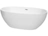 Wyndham Collection Juno White Bathtub with Drain and Overflow