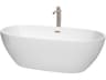 Wyndham Collection Juno White Bathtub with Floor Mounted Faucet, Drain and Overflow Trim