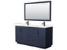 Wyndham Collection Miranda 66" Dark Blue Vanity with 58" Mirror