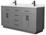 Wyndham Collection Beckett-TK 66" Dark Gray Vanity with Toe Kick