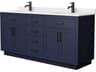 Wyndham Collection Beckett-TK 72" Dark Blue Vanity with Toe Kick