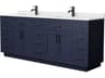 Wyndham Collection Beckett-TK 84" Dark Blue Vanity with Toe Kick