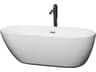 Wyndham Collection Melissa White Bathtub with Polished Chrome Trim and Floor Mounted Faucet