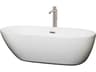 Wyndham Collection Melissa White Bathtub with Floor Mounted Faucet, Drain and Overflow Trim