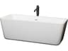 Wyndham Collection Emily White Bathtub with Shiny White Trim and Floor Mounted Faucet